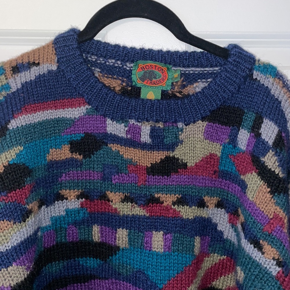 VTG 100% pure wool Boston Traders Sweater size M thick cozy 80s 90s